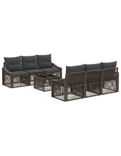 Set Divano da Giardino 7 pz Grigio polyrattan 2