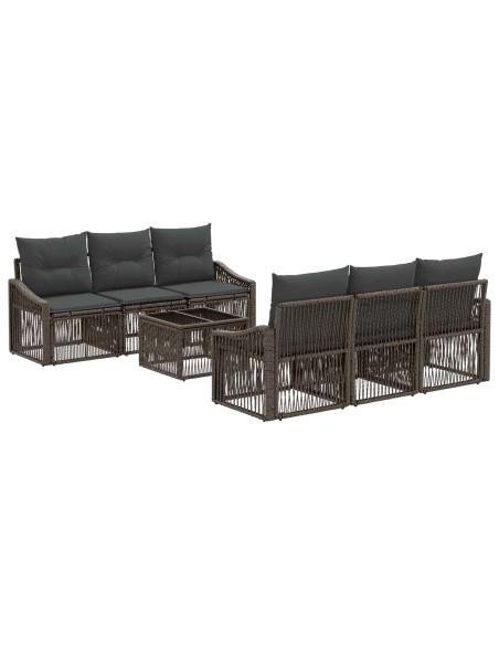 Set Divano da Giardino 7 pz Grigio polyrattan