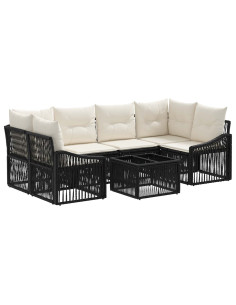 Set Divano da Giardino 7 pz Nero polyrattan 2