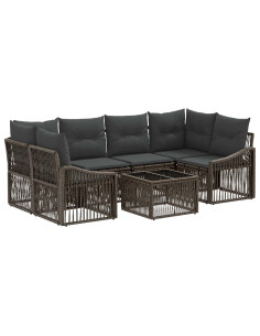 Set Divano da Giardino 7 pz Grigio polyrattan 2