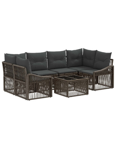 Set Divano da Giardino 7 pz Grigio polyrattan