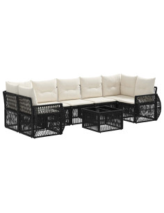 Set Divano da Giardino 8 pz Nero polyrattan 2