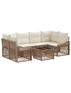 Set Divano da Giardino 7 pz Beige polyrattan 2