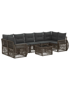 Set Divano da Giardino 8 pz Grigio polyrattan 2