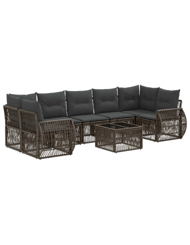 Set Divano da Giardino 8 pz Grigio polyrattan