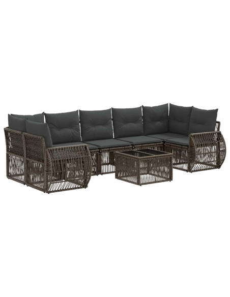 Set Divano da Giardino 8 pz Grigio polyrattan