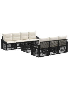 Set Divano da Giardino 8 pz Nero polyrattan 2