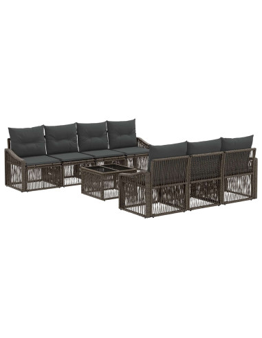Set Divano da Giardino 8 pz Grigio polyrattan