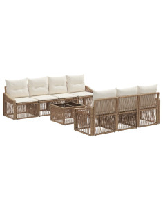 Set Divano da Giardino 8 pz Beige polyrattan 2