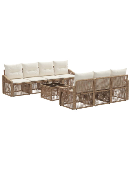 Set Divano da Giardino 8 pz Beige polyrattan