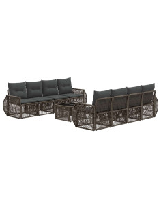 Set Divano da Giardino 9 pz Grigio polyrattan 2
