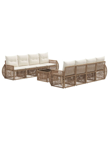 Set Divano da Giardino 9 pz Beige polyrattan