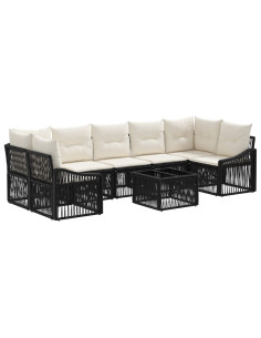 Set Divano da Giardino 8 pz Nero polyrattan 2