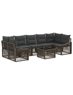 Set Divano da Giardino 8 pz Grigio polyrattan 2