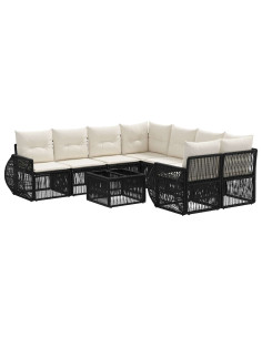Set Divano da Giardino 9 pz Nero polyrattan 2