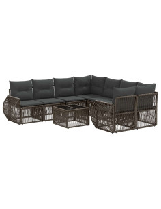 Set Divano da Giardino 9 pz Grigio polyrattan 2