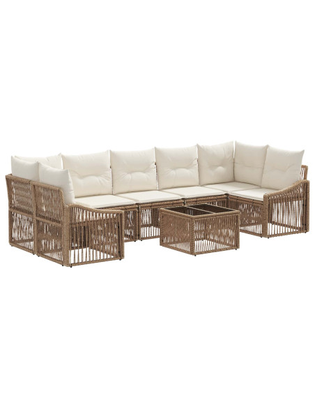 Set Divano da Giardino 8 pz Beige polyrattan