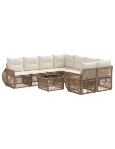 Set Divano da Giardino 9 pz Beige polyrattan 2