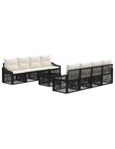 Set Divano da Giardino 9 pz Nero polyrattan 2