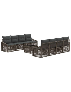 Set Divano da Giardino 9 pz Grigio polyrattan 2