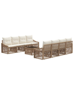 Set Divano da Giardino 9 pz Beige polyrattan 2