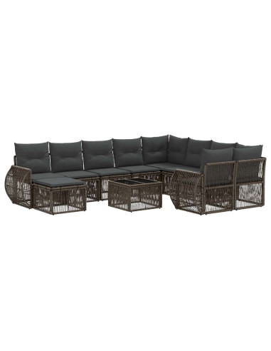 Set Divano da Giardino 11 pz Grigio polyrattan