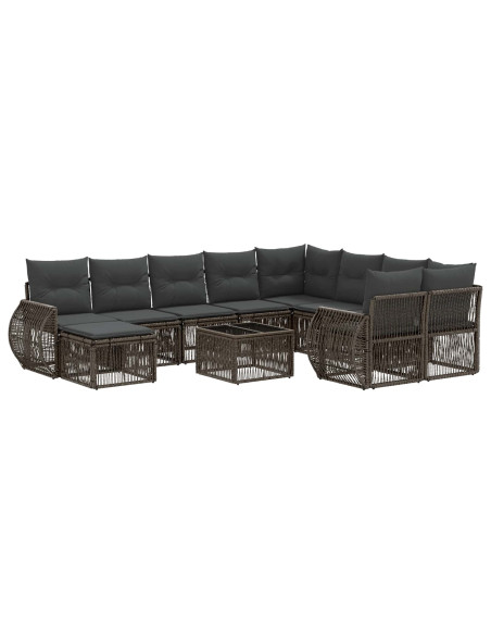 Set Divano da Giardino 11 pz Grigio polyrattan