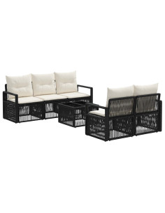 Set Divano da Giardino 6 pz Nero polyrattan 2