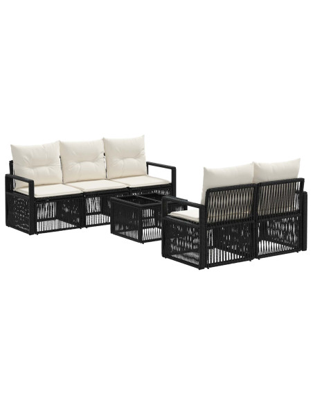 Set Divano da Giardino 6 pz Nero polyrattan