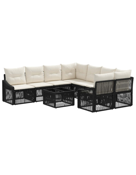 Set Divano da Giardino 9 pz Nero polyrattan