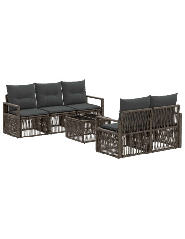 Set Divano da Giardino 6 pz Grigio polyrattan
