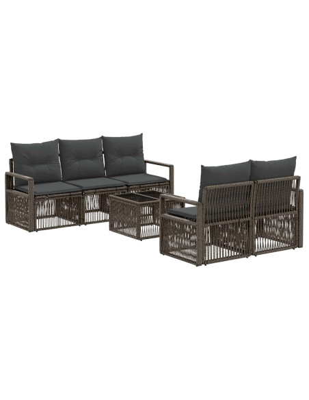 Set Divano da Giardino 6 pz Grigio polyrattan