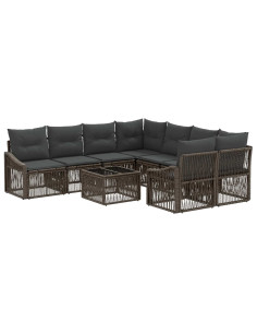 Set Divano da Giardino 9 pz Grigio polyrattan 2