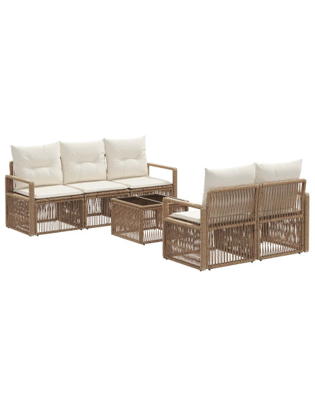Set Divano da Giardino 6 pz Beige polyrattan