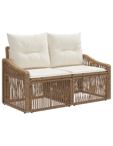 Set Divano da Giardino 9 pz Beige polyrattan