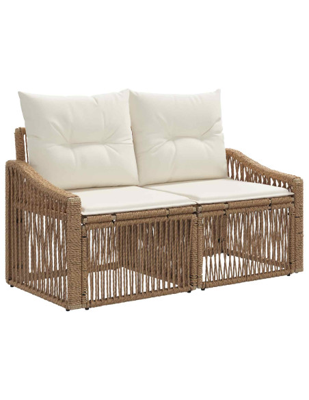 Set Divano da Giardino 9 pz Beige polyrattan