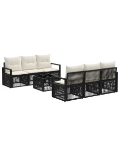 Set Divano da Giardino 7 pz Nero polyrattan 2