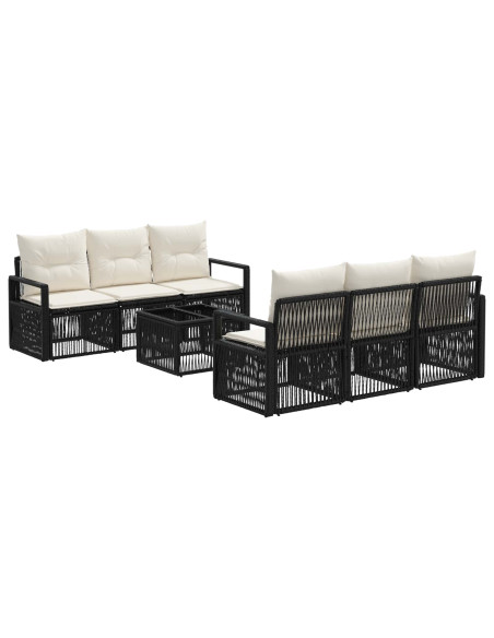 Set Divano da Giardino 7 pz Nero polyrattan