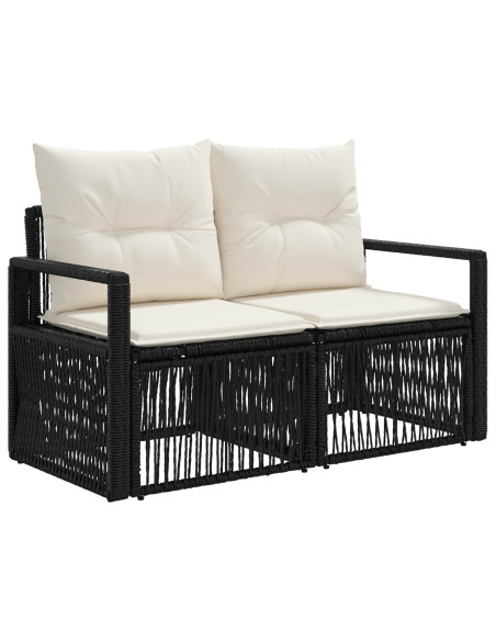 Set Divano da Giardino 7 pz Nero polyrattan