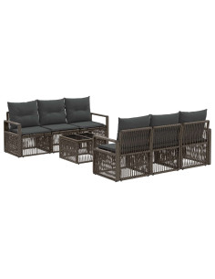 Set Divano da Giardino 7 pz Grigio polyrattan 2