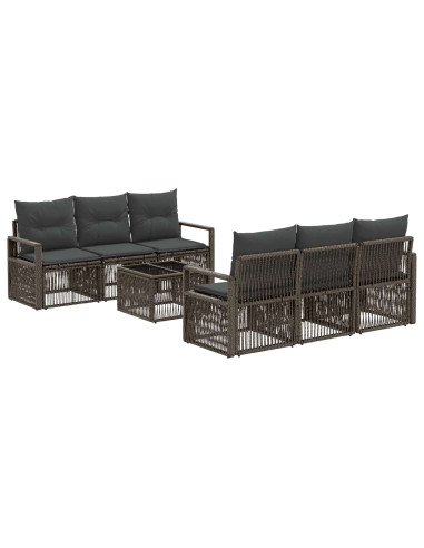 Set Divano da Giardino 7 pz Grigio polyrattan