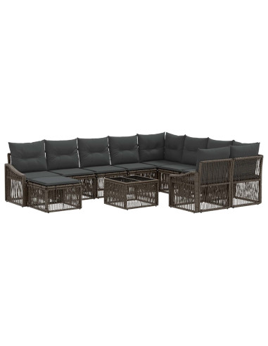 Set Divano da Giardino 11 pz Grigio polyrattan