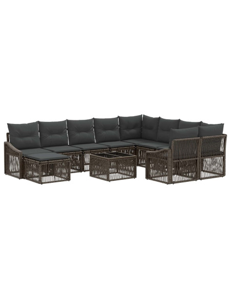 Set Divano da Giardino 11 pz Grigio polyrattan