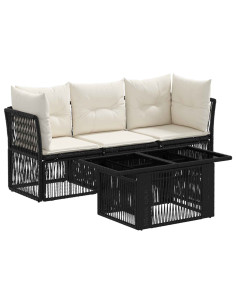 Set Divano da Giardino 4 pz Nero polyrattan 2