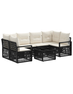 Set Divano da Giardino 7 pz Nero polyrattan 2