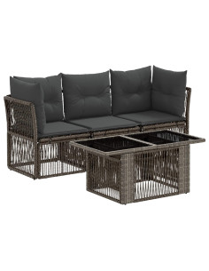 Set Divano da Giardino 4 pz Grigio polyrattan 2