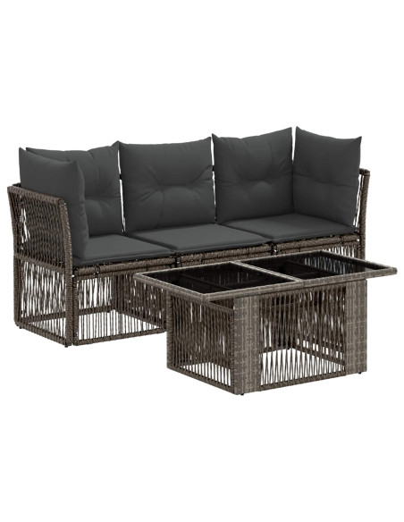 Set Divano da Giardino 4 pz Grigio polyrattan