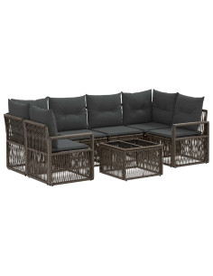 Set Divano da Giardino 7 pz Grigio polyrattan 2