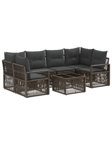 Set Divano da Giardino 7 pz Grigio polyrattan