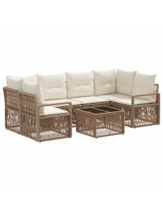 Set Divano da Giardino 7 pz Beige polyrattan 2